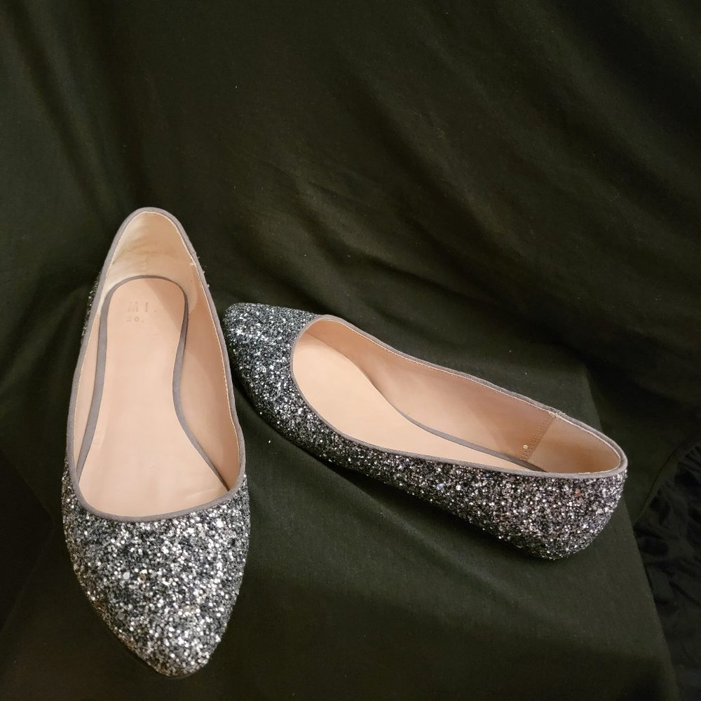 Mix No. 6 Black & Silver Glitter Slippers -Ons .5 inch - Size 8.5
